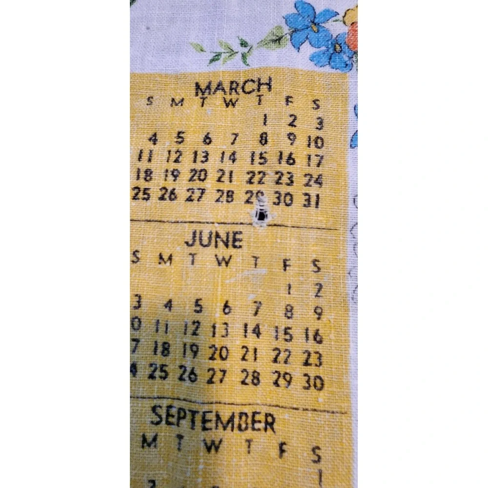 Vintage 1973 Religious Calendar Towel‎ Bless This House Prayer Floral